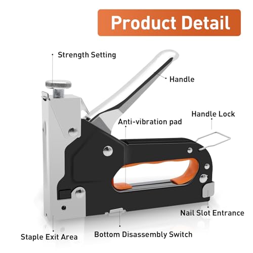 Staple Gun with Remover - 3 in 1 Heavy Duty Nail Steel Gun Kit with 2100 Staples, Upholstery Stapler for Fixing Material, Decoration, Carpentry, Furniture 5 Staple Gun with Remover - 3 in 1 Heavy Duty Nail Steel Gun Kit with 2100 Staples, Upholstery Stapler for Fixing Material, Decoration, Carpentry, Furniture - Image 5