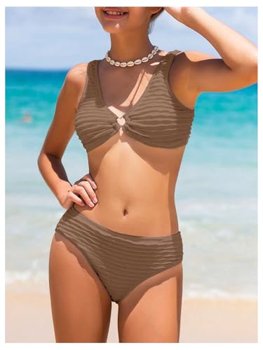 Image of SOLY HUX Girl's V Neck Ring Linked Bikini Sets Bathing Suits Two Piece Swimsuit