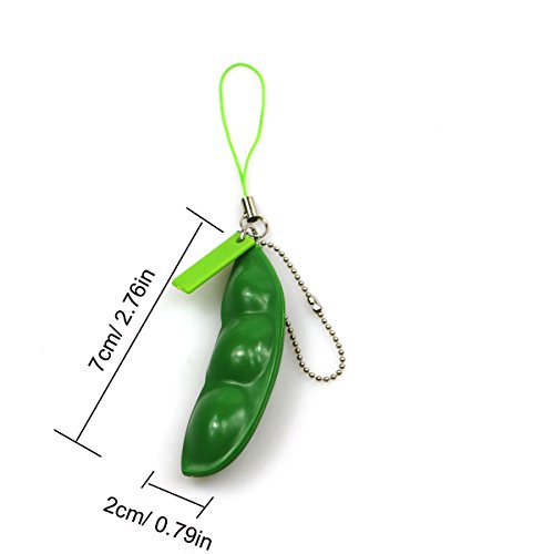 FC MXBB Fidget Toys 2Pack Edamame Keychain Squeeze-a-Bean Soybean Stress Relieving Keychain Keyring Phone Chain Pendants - Thumbnail 5