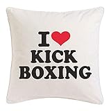 Reifen-Markt Kissenbezug 40x40cm I Love Kick Boxing - Kickboxen - MMA - Kampfsport - KAMPFSPORTUNTERRICHT aus Mikrofaser in Weiß