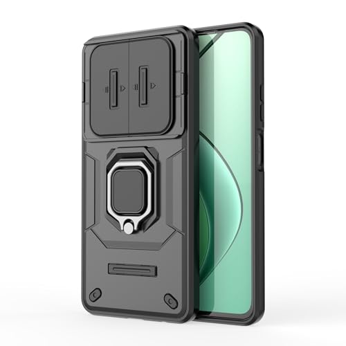 Image of CamShield Pro Case with Slide Camera Protection and Ring Stand Bumper Back Case Cover for Realme Narzo 70x 5G /N65 /12 5G /12X /C65 (Black)