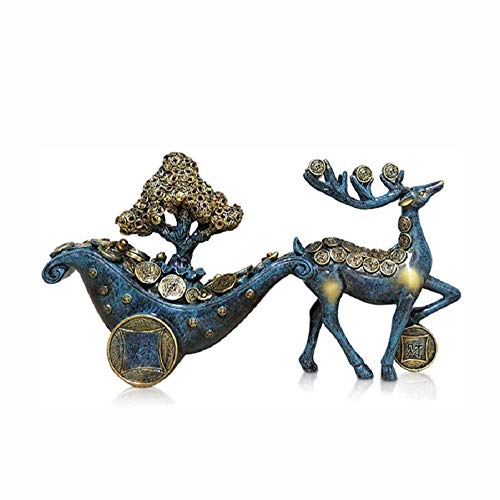 Statue de cerf en résine feng shui ZXQUEGF, décoration pour la richesse et la prospérité