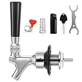 Dbgogo 1-1/2'' Draft Beer Faucet Shank, 1/4'' Beer Line Barb No Leak No Drip No Stick Stainless Core Kegerator Brew Tap Beer Shank Dispenser Self-Closing Spring Tap Brush Spanner Wrench Hose Clamp