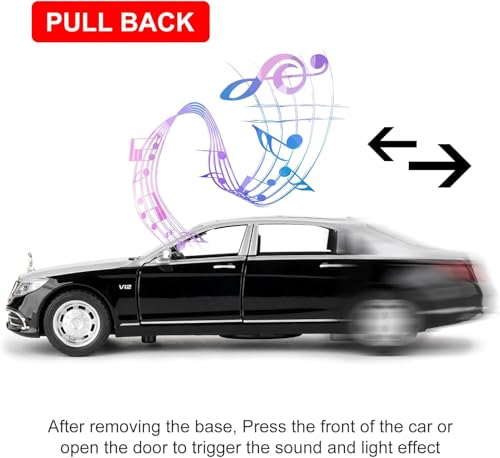 Image of LONGMIRE Metal Pull Back Diecast Car Pull Back Model with Sound Light Boys Gifts Toys for Kids Pack of 1, Multicolor (Benz S650)