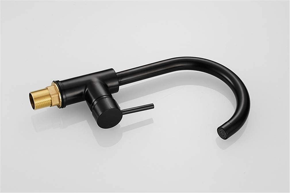 Kitchen Faucets Black Color Rotating Copper Crane Kitchen Sink Faucet Hot and Cold Water Vegetables Kitchen Mixer Tap with Aerator Single Handle,Black(Black)