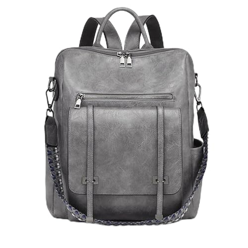 Sac à bandoulière vintage en cuir PU grand sac à dos école travail