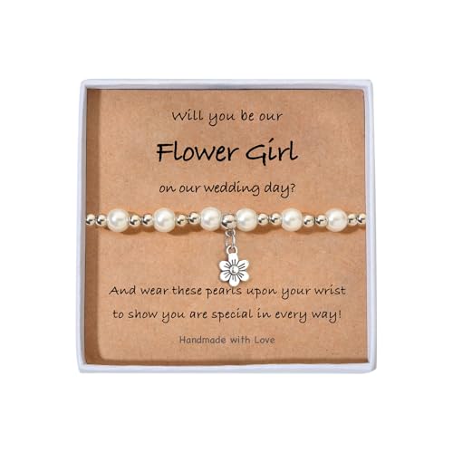Image of Flower Girl Proposal Gifts, Will You Be My Flower Girl? Thank You Bridesmaid Cute Stretchy Bracelet Gifts for Girls On Wedding Day