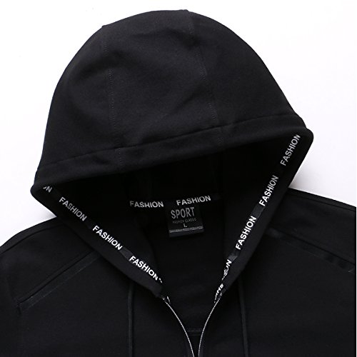 image for INVACHI Men's Casual 2 Pieces Solid Full Zip Hooded Sports Sets Jacket