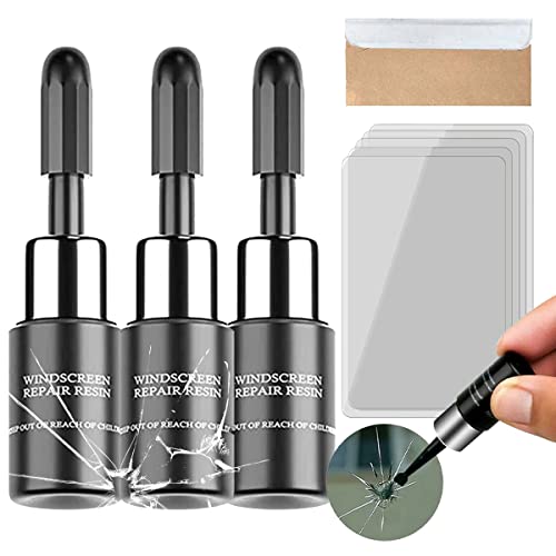 Teacaremoy2 Glass Repair DIY Peculiar Windshield Crack Liquid Repair Kit Auto Nano Fluid Glass Filler Tools Resin Scratch Chip Repair Glue for Cracks, Bulls-Eye and Star-Shaped Crack (3PCS)