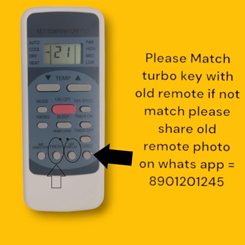Image of Compatible with Carrier Ac Remote | Model -12 | Suitable for 1 | 1.2 | 1.3 | 1.5 | 1.8 | 2 | 2.2 | 2.5 | 3 Ton Split and Window Air Conditioner | Match Exactly with Old Model