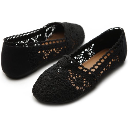 Ollio Womens Shoe Lace Ballet Breathable Flat Zm1023(9 B(M) Us, Black) #TOP5