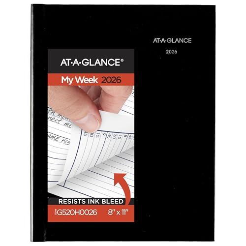 AT-A-GLANCE 2026 Appointment Book Planner, Weekly, 8" x 11", Large, Quarter-Hourly, Hardcover, DayMinder, Black (G520H0026) by AT-A-GLANCE - Used condition - CA$15.13