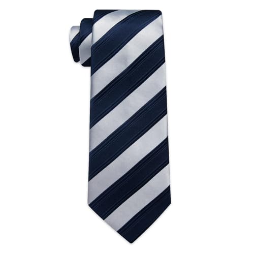 Image of YourTies Striped Ties for Men Classic Woven Silk Necktie with Handkerchief Cufflinks Set Formal Business Party Wedding