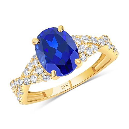 MAX + STONE Solid 10K Yellow Gold Blue Sapphire Rings