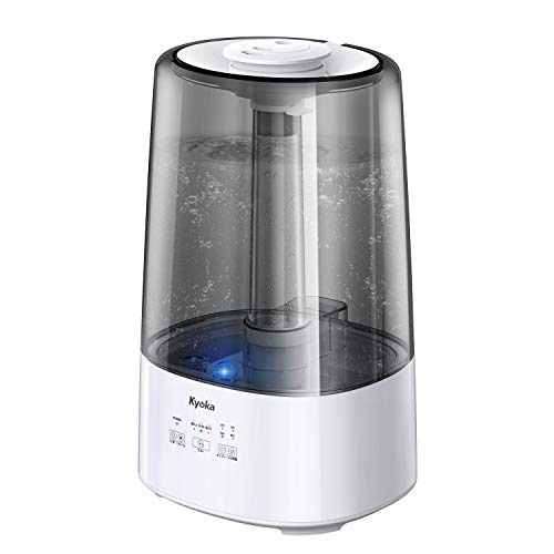 KYOKA 加湿器 ハイブリッド式 3.8L 大容量 温風加湿 (加熱+超音波式) 上から給水 次亜塩素酸水対応 UV-Cライト 除菌 アロマ対応 加湿器 卓上 超音波 10畳 36時間連続稼働 三段階霧量調整 静音 省エネ タイマー機能 自動停止機能 空焚き防止 タッチセンサー 乾燥/花粉症対策/オフィス/会社/家庭用 アロマディフューザー 加湿器 (ホワイト)