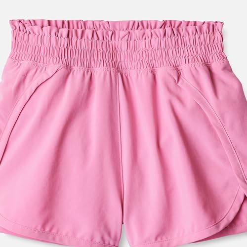 Image of Amazon Essentials Girls' High-Rise Athletic Performance Stretch Woven Shorts with Elastic Waistband