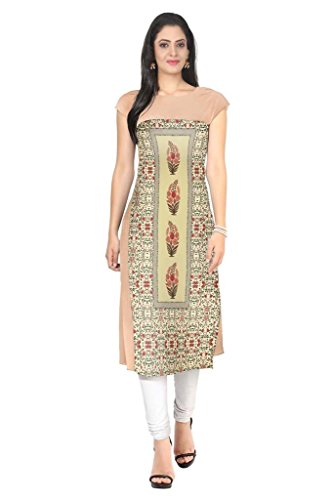 Image of ZIYAA Women's Straight Fit Synthetic Kurta (ZIKUCR060-Multi-S-multicoloured-S)