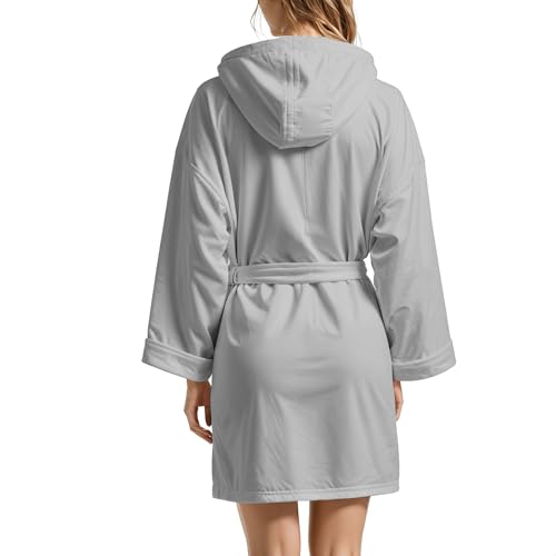 PETTI Artigiani Italiani Unisex Accappatoio Microfibra Bademantel aus Mikrofaser, grau, M