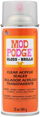 Mod Podge Spray Acrylic Sealer that is Specifically Formulated to Seal Craft Projects, Dries Crystal Clear is Non-Yellowing No-Run and Quick Drying, 12 ounce, Gloss
