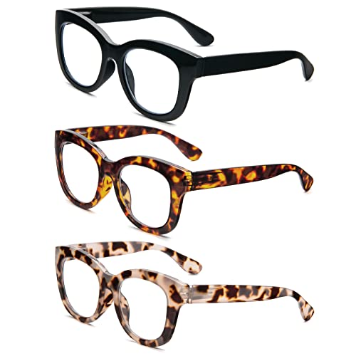 KoKoBin 3-Pack Oversized Reading Glasses For Women Blue Light Blocking Readers with Spring Hinge Ladies Computer Reader 1.0 - Image 2