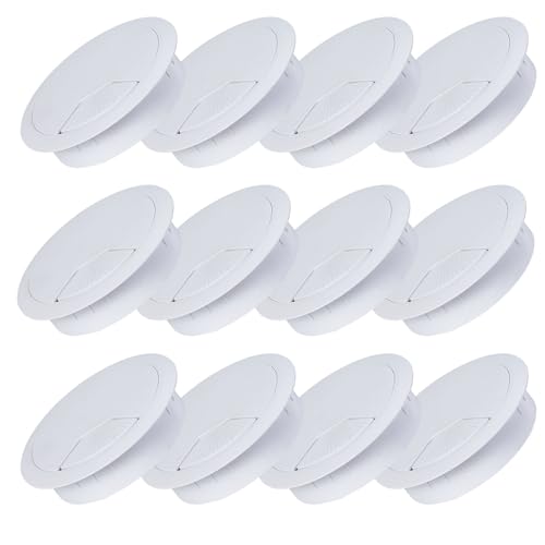 Passe-câbles de bureau - Blanc - Avec scie cloche 80 mm (blanc, 80 mm, 12 pièces)