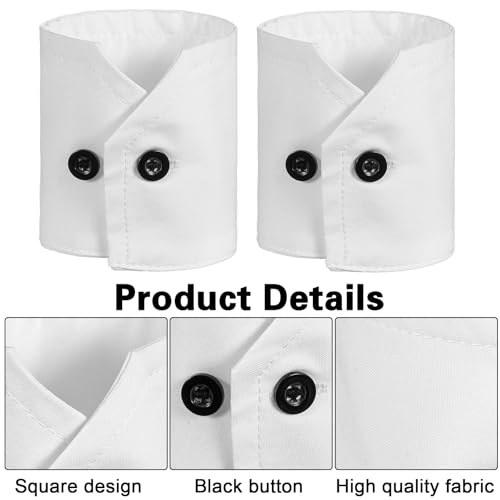 2 PCS Fake Wrist Cuff Sleeves, Detachable Sleeves False Hand Sleeve Garment Decorated Accessories for Women Men Dresses Shirts Suit Blouse Coat (White With Black Buckle)3