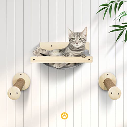 Cat Wall Shelves, Wall Mounted Cat Hammock With Two Steps, Cat Shelves And Perches For Wall,Premium Cat Wall Furniture For Large Cats And Kitty, Ideal For Sleeping, Playing, Climbing, And Lounging #TOP6