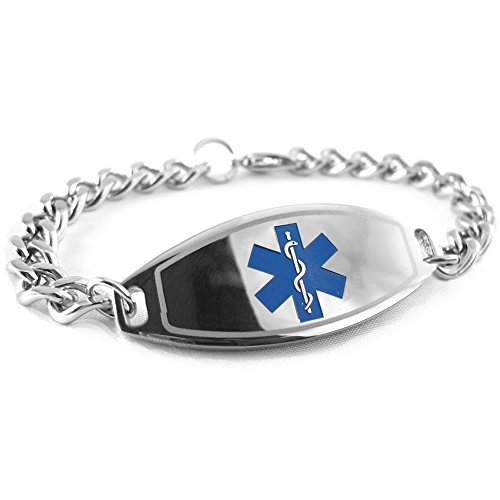 My Identity Doctor - Pre-Engraved & Customized Dementia Medical Bracelet, Wallet Card Incld, Blue #TOP6