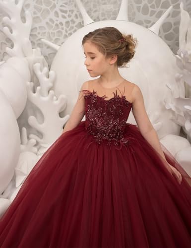 Tulle Flower Girl Dress for Wedding Beaded Lace Applique Sleeveless Pageant Dresses for Girls Formal Ball Gowns3
