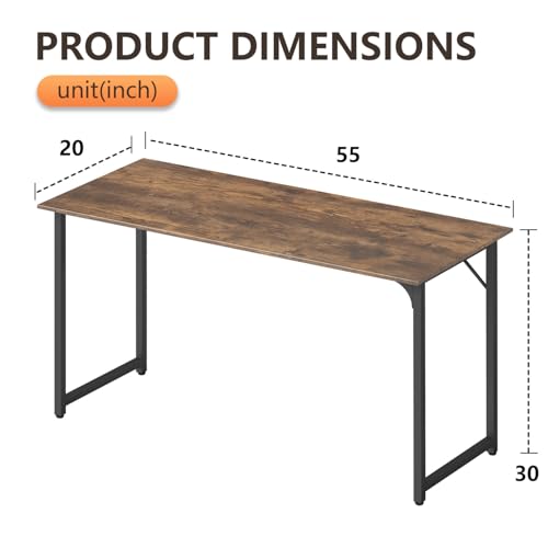 Image of BestOffice Computer Desk,Home Office Desk, Modern Simple Style for Home Office Study Writing (Brown, 55 Inch)