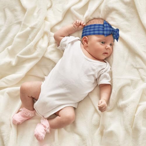 Navy Blue Gingham Print Baby Girl Bows Headbands Baby Girls Newborn Headbands Infant Toddlers 0-6 Months4