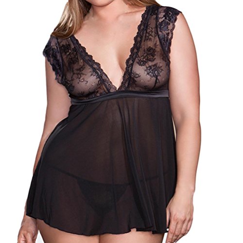 YKA Fashion Sexy Lingerie Babydoll Dress Lingerie See-Through Transparent Sleepwear Women Sexy Sleepwear Lace