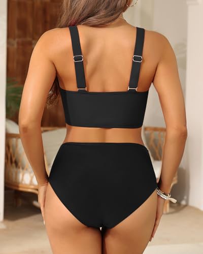 Women High Waisted Bikini Sets - Two Piece Tummy Control Swimsuits Cut Out Twist Bathing Suits 2025 Swimwear2