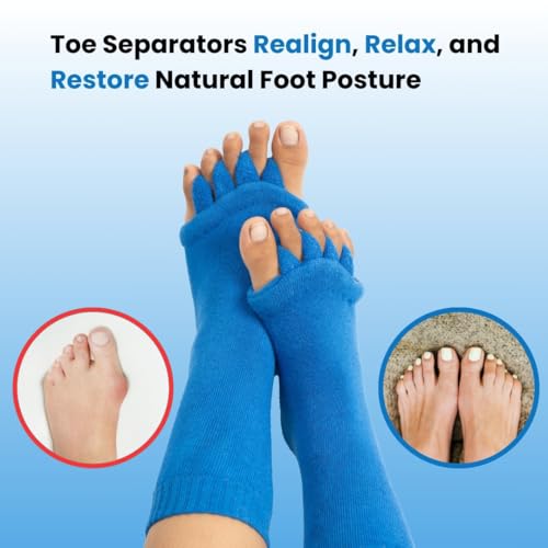 Image of DIRTS Foot Alignment Socks 5 Toe seprator -Easing Bunion, Plantar Fasciitis, Hammer Toes, and Pain Relief |- Size UK6-9 (Navy, S)