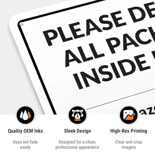 Image of Package Delivery Sign, Delivery Instructions Deliver All Package Inside Porch Sign, 10x7 Inches, Rust Free .040 Aluminum, Fade Resistant, Made in USA