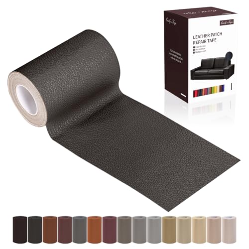 Leather Repair Patch Tape, Dark Brown 3 x 61 Inches Self Adhesive Leather Repair Kit for Furniture, Car Seat,Vinyl Leather Repair Kit for Office Chairs, Couch, Sofa, Luggage