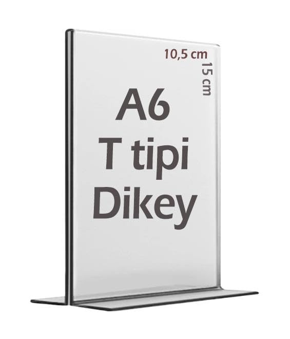 A6 Dikey T Tipi Şeffaf Föylük, Menü, Broşür ve Fotoğraf Standı