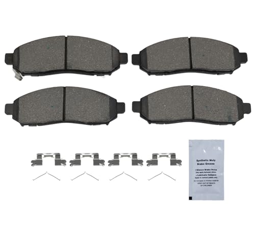 Image of HUSCH Front Ceramic Brake Pads Kit Fit For Nissan Frontier, For LEAF | Clean Wheels, Quiet, Short Braking Distance, Responsive Braking, Long Service Life, for Various Weather, Road Performance