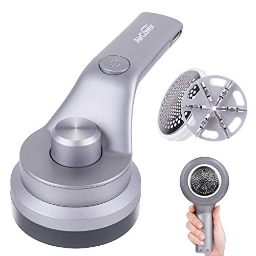 Aircover Fabric Shaver and Lint Remover, Electric Portable Sweater Pill Defuzzer Rechargeable Fuzz Balls Remover with 6-Leaf Blades, Effectively Remove Fuzz for Clothes, Couch, Curtain, Furniture
