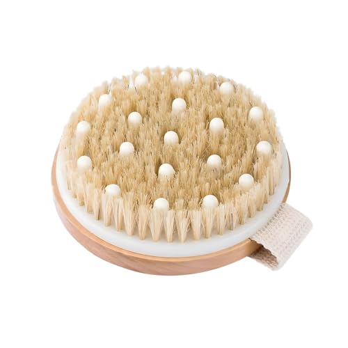 Dry Body Brush for Exfoliating Skin With Natural Boar Bristles - Dual-use Body and Massage Scrubber, Physical Exfoliation for Dead Skin - Organic Spa