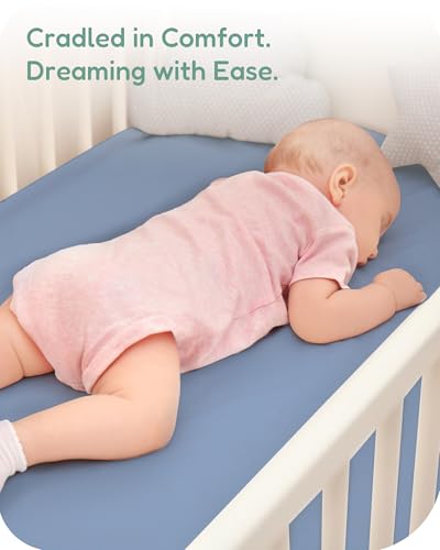 Image of Crib Sheets 2 Pack, Fitted Crib Sheet for Standard Crib Mattress 28x52x9, Ultra Soft Jersey Knit, Breathable Stretchy Deep Pocket, Snug Fit Stays Put, Baby Crib Mattress Sheet