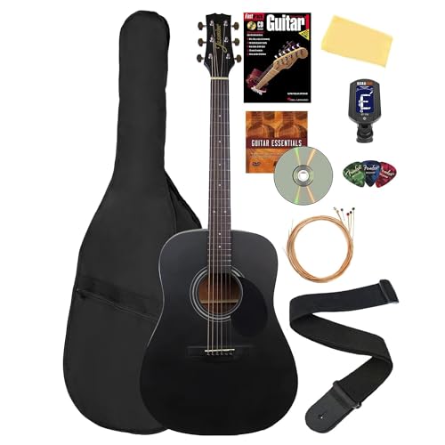 Jasmine S35 Dreadnought Acoustic Guitar Bundle (Matte Black)