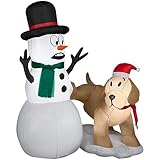 4' Gemmy Airblown Inflatable Golden Retriever w/Snowman Yard Decoration 114364
