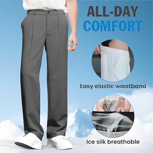 Easemotions - Super Stretch Ice Silk Comfort Everyday Pants, Mens Pants Casual Quick-Drying Stretch Waist Ice Soft Breathable4
