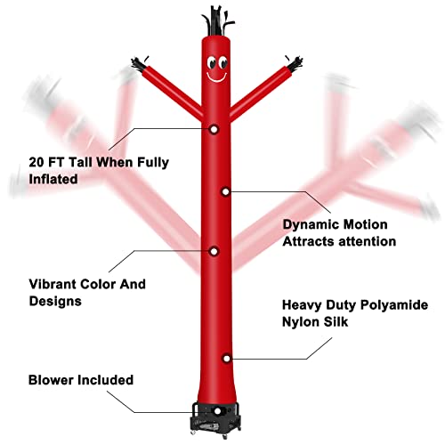 Image of MOUNTO 20ft Air Inflatable Tube Guy Puppet Dancing Man with 1HP Blower Complete Set (Red)