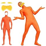 Mino Plus mono naranja disfraz,lorax disfraz para hombre y mujer con bigote naranja y cejas, para carnaval, cosplay, Halloween (S-140)