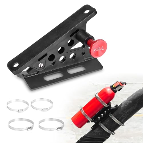 Aluminum Fire Extinguisher Mount Bracket Kit Adjustable Quick Release Roll Bar Fire Extinguisher Holder for Jeep Wrangler TJ JK JL JKU Polaris RZR Ranger Cam-Am X3 Universal UTV Vehicle Boat