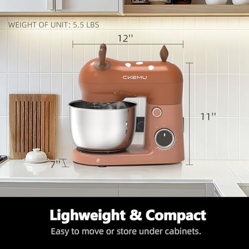 Image of Stand Mixer, Compact & Space-Saving, Stainless Steel Bowl, Unique & Playful Design, Effcient 300W Motor, Dishwasher-Safe Attachments, SM-2549A (Brown)