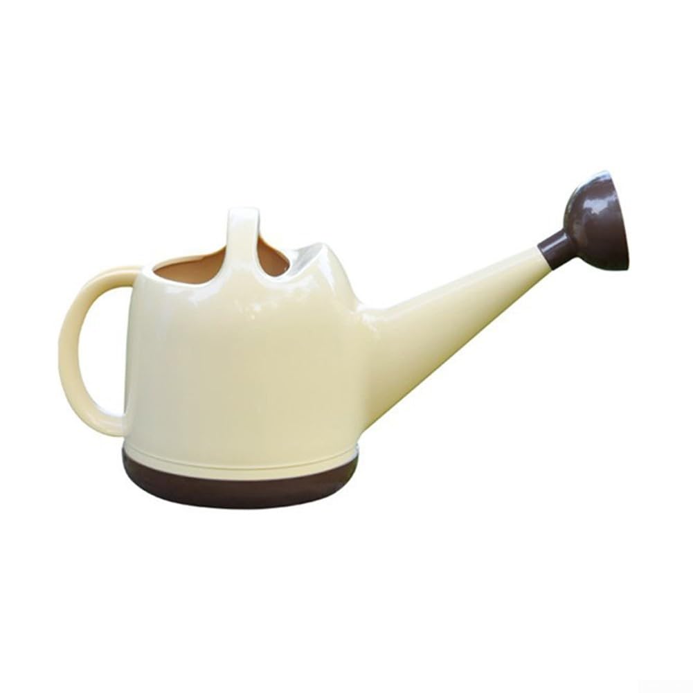 Arrosoir en plastique avec long bec et tête de pulvérisation amovible, capacité de 4 L, outil de jardinage pour plantes d'intérieur et d'extérieur, design adapté aux enfants en beige ou
