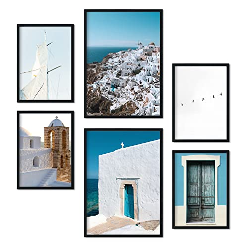 Nacnic - Ensemble de 6 posters Photographie des îles grecques - Impression murale d'été en Grèce - Décoration intérieure - Format A4 et A5. Non encadré